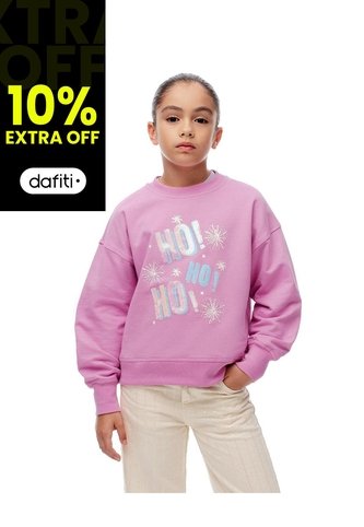 Buzo Regular Algodón Estampado Navidad Niña Rosa Gef