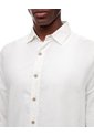 Camisa Manga Larga Regular Lino Blanca Hombre Blanco de Gef