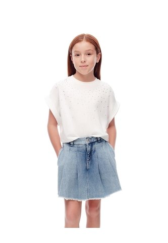 Falda Short Denim índigo Medio Niña Azul Oscuro Gef
