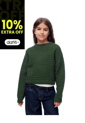 Suéter Oversize Tejido De Punto Verde Niña Verde Gef