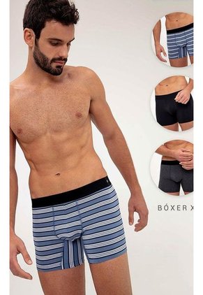 Bóxer x3 Negro-Gris-Azul Gef Clinton
