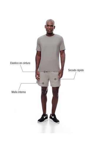 Pantaloneta Deportiva Malla Interna Taupe Hombre Marron Claro Gef