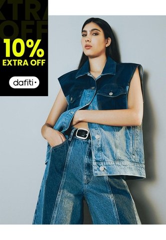 Chaleco Oversized Fit Sin Capucha Indigo Medio Azul Oscuro Gef
