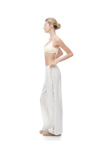 Pantalón De Pijama Texturizado Blanco Mujer Blanco Gef