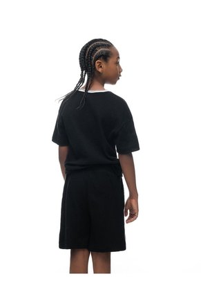 Bermuda Regular Algodón Texturizada Negra Niño Negro
