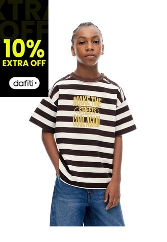Camiseta Regular Manga Corta Café Rayas Niño Cafe Gef