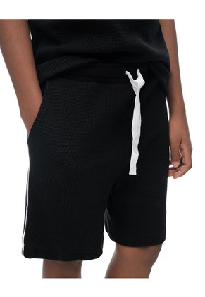 Bermuda Regular Algodón Texturizada Negra Niño Negro
