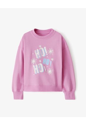 Buzo Regular Algodón Estampado Navidad Niña Rosa