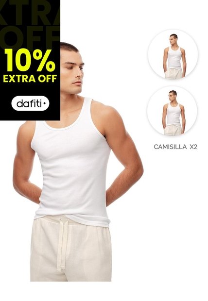 Camisilla Slim Algodón X2unds Blanca Hombre Blanco