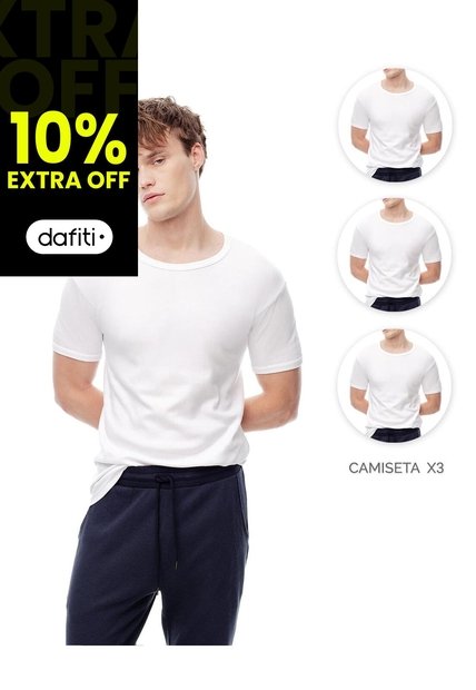 Camisetas Slim Algodón X3unds Blanca Hombre Blanco