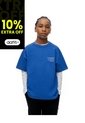 Camiseta Oversize Algodón Estampada Niño Azul de Gef