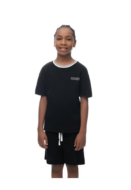 Camiseta Regular Manga Corta Negra Niño Negro