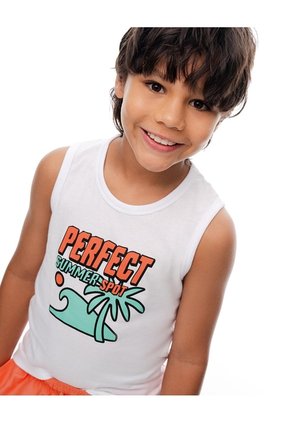 Camiseta Regular Blanca Niño Blanco
