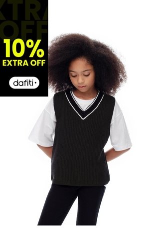 Chaleco Oversize Tejido Negro Niña Negro Gef