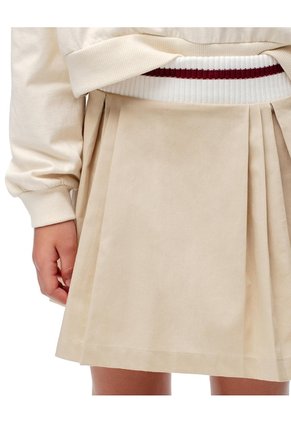 Falda Corta Con Pliegues Beige Niña Marron