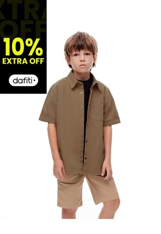 Camisa Manga Corta Regular Agodón Habana Niño Marron Gef