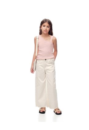 Camiseta Asimétrica Slim Rib Algodón Rosada Niña Rosa