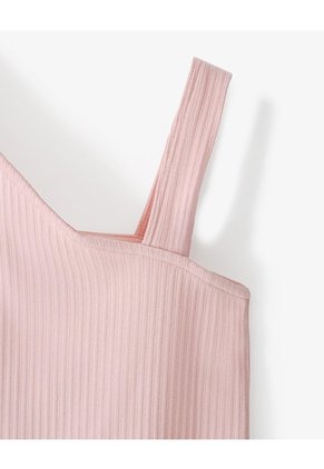 Camiseta Asimétrica Slim Rib Algodón Rosada Niña Rosa