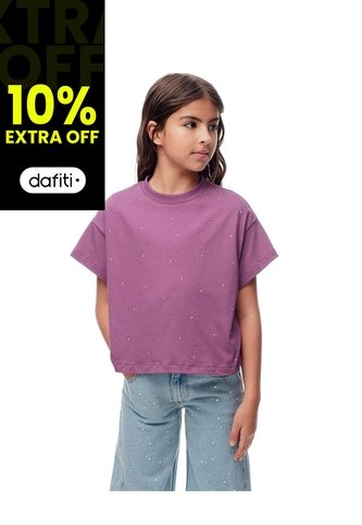 Camiseta Regular Algodón Morada Niña Purpura Gef