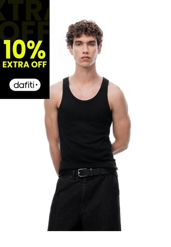 Camisilla Slim Algodón Negra Hombre Negro Gef