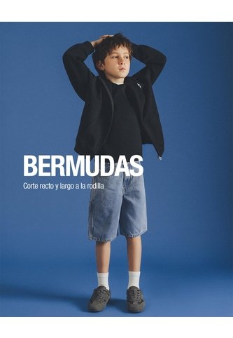 Bermuda Denim Regular Algodón índigo Medio Niño Azul Oscuro Gef
