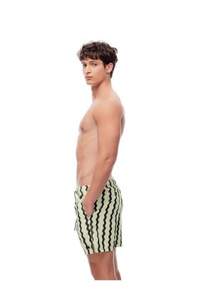 Pantaloneta De Baño Rayas Hombre Marron