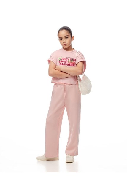 Pantalón Tiro Medio Holgado Rosado Niña Rosa