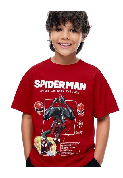Camiseta Regular Spiderman Roja Niño Rojo