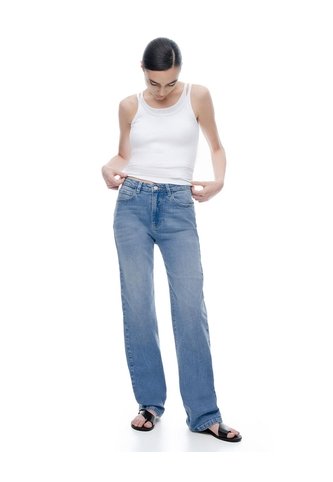Jean Regular Tiro Alto Indigo Medio Mujer Azul Oscuro Gef