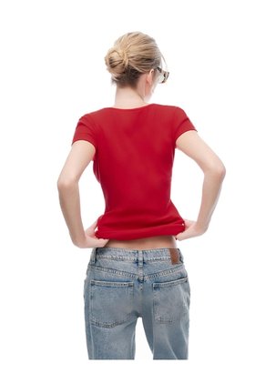 Camiseta Slim Algodón Roja Mujer Rojo