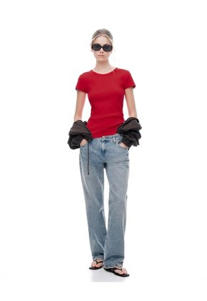 Camiseta Slim Algodón Roja Mujer Rojo