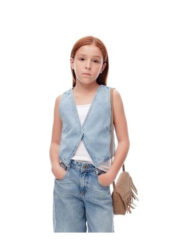 Chaleco Denim Regular índigo Medio Niña Azul Oscuro Gef