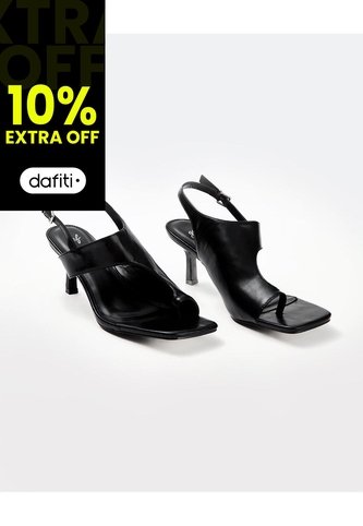 Sandalias Slingback De Tacón Bajo Negras Mujer Negro Gef