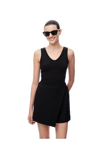 Falda Short Tiro Medio Cruzada Anudada Negra Mujer Negro Gef