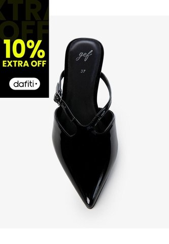 Zapatos Tipo Mule Tacón Bajo Negros Mujer Negro Gef