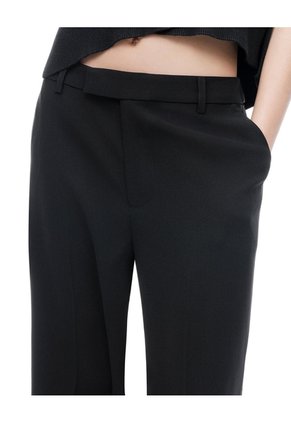 Pantalón Regular Tiro Medio Negro Mujer Negro