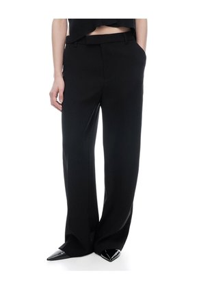 Pantalón Regular Tiro Medio Negro Mujer Negro