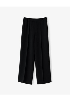 Pantalón Regular Tiro Medio Negro Mujer Negro