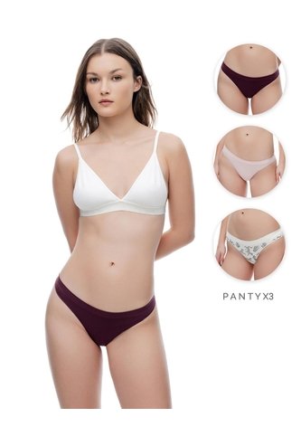 3 Pantys Brasilero Seamless Tiro Medio Surtido Mujer Multicolor Gef