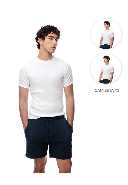 Camiseta Slim Algodón X2unds Blanca Hombre Blanco