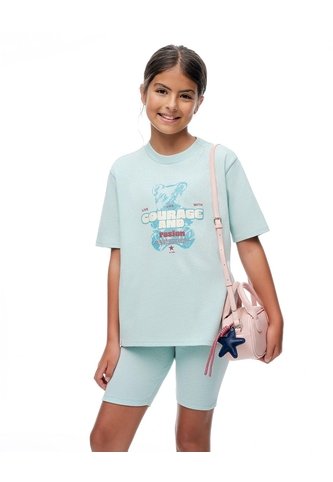 Camiseta + Biker Algodón Azul Niña Azul Gef
