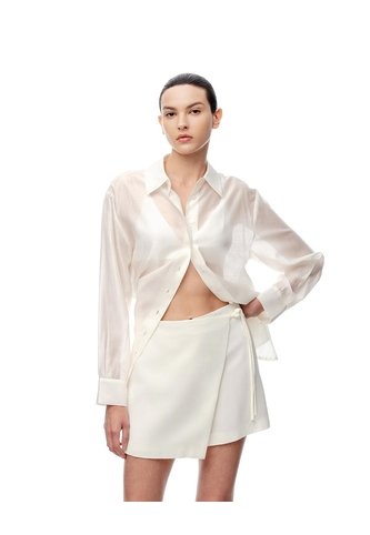Falda Short Tiro Medio Cruzada Anudada Blanca Mujer Blanco Gef