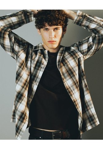 Camisa Oversize Habana Cuadros Hombre Marron Gef