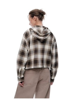 Chaqueta Oversize Cuadros Mujer Cafe