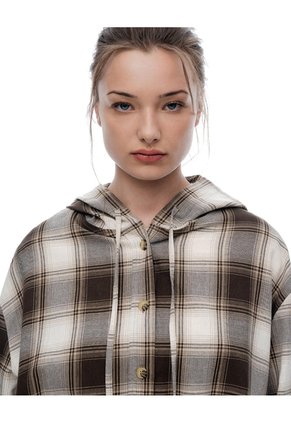 Chaqueta Oversize Cuadros Mujer Cafe
