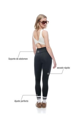 Legging Deportivo Secado Rápido Negro Mujer Negro