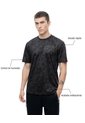Camiseta Deportiva Control De Humedad Negra Estampada Hombre Negro de Gef