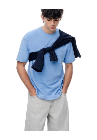 Camiseta Oversize Algodón Azul Hombre Azul Gef