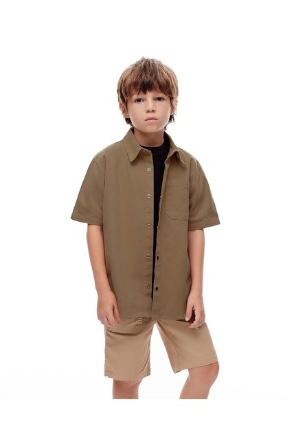 Camisa Manga Corta Regular Agodón Habana Niño Marron
