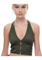Crop Top Halter Slim Seamless Verde Mujer Verde de Gef